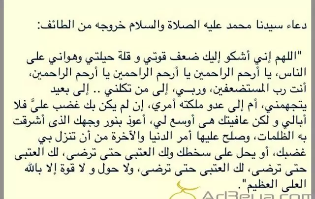 دعاء الرسول في الطائف