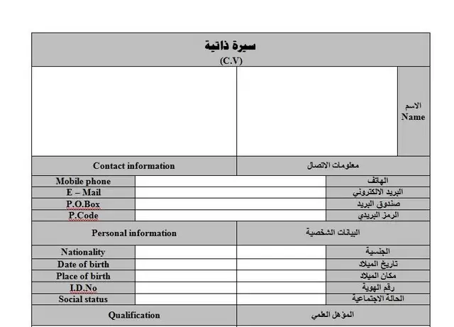 سيرة ذاتية إنجليزي