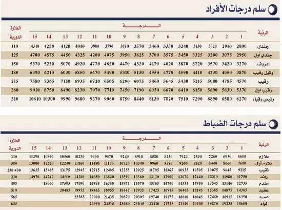 كم راتب رقيب في المباحث العامة